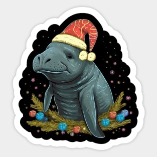 Manatee Christmas Sticker